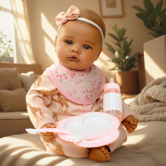 Unbranded Other - Realistic Black Reborn Baby Doll Girl 18 Inch Soft Body Lifelike Toy with Outfit